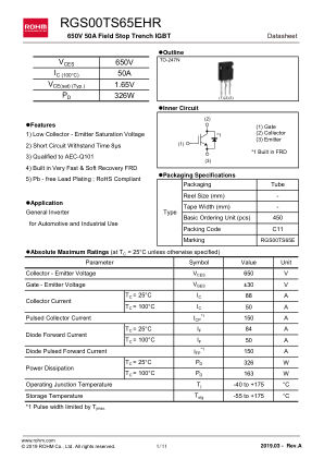 RGS00TS65EHR 数据手册首页