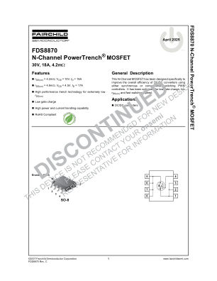 FDS8870 datasheet cover page
