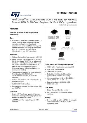STM32H735ZG datasheet cover page