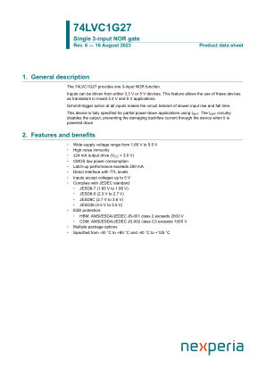 74LVC1G27GV datasheet cover page