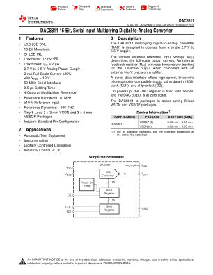 DAC8811 数据手册首页
