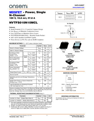 NVTFS010N10MCL 数据手册首页