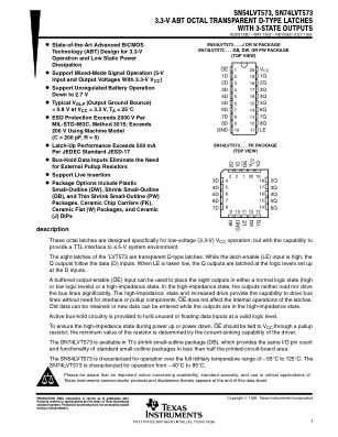 SN74LVT573 datasheet cover page