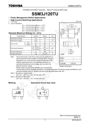 SSM3J120TU 数据手册首页