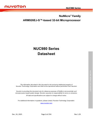 NUC980 数据手册首页
