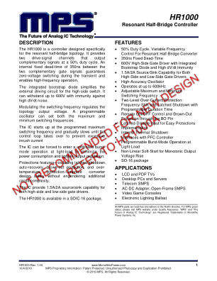 HR1000 datasheet cover page