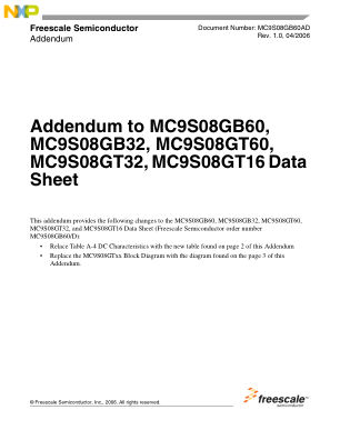 MC9S08GB60AD 数据手册首页
