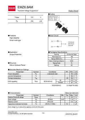 EMZ6.8AM 数据手册首页