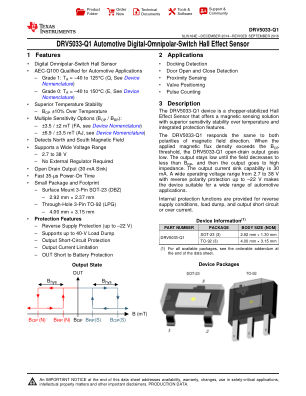DRV5033-Q1 datasheet cover page