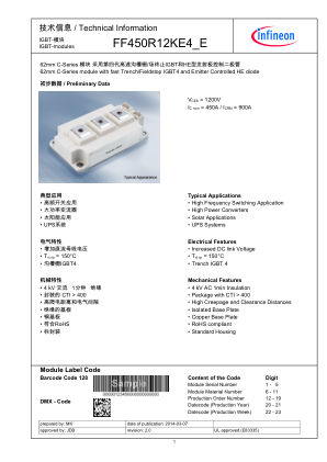 FF450R12KE4-E datasheet cover page