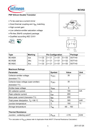 BCV62C datasheet cover page