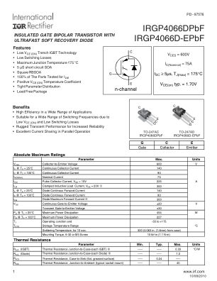 IRGP4066D datasheet cover page