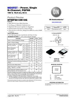 NTMFS010N10G 数据手册首页