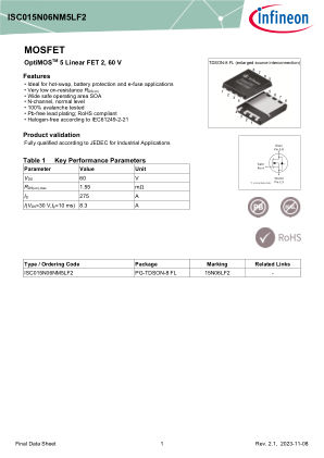 ISC015N06NM5LF2 datasheet cover page
