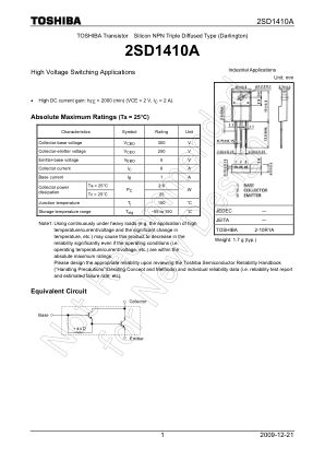 2SD1410A datasheet cover page