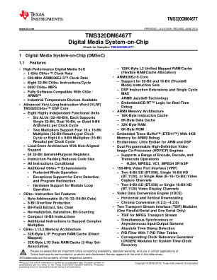TMS320DM6467T datasheet cover page