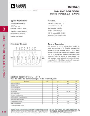 HMC648CHIPS datasheet cover page