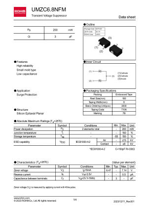 UMZC6.8NFM datasheet cover page