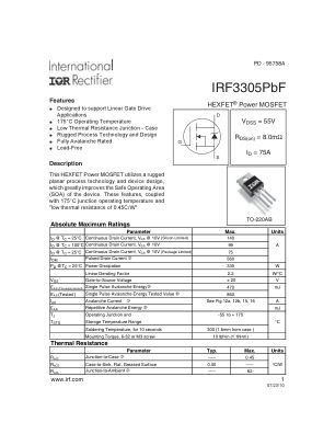 IRF3305 datasheet cover page