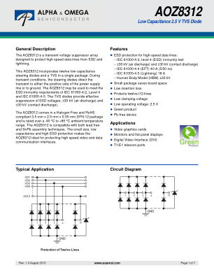 AOZ8312DI datasheet cover page
