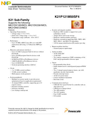 K21P121M50SF4 datasheet cover page