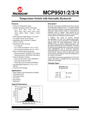 MCP9501PT-065E 数据手册首页