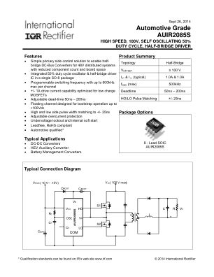 AUIR2085S datasheet cover page