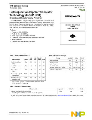 MMG3006NT1 datasheet cover page
