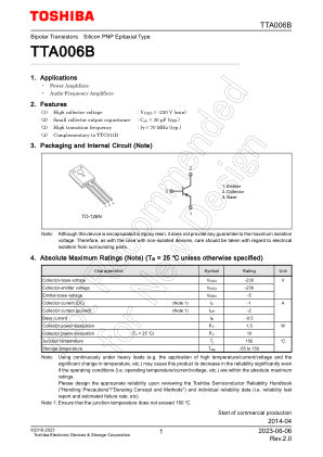 TTA006B datasheet cover page