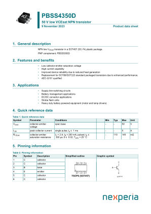 PBSS4350D datasheet cover page