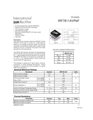 IRF7811AV datasheet cover page
