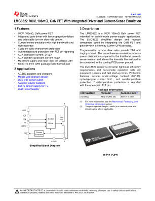 LMG3622 datasheet cover page