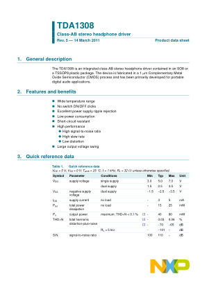 TDA1308 datasheet cover page