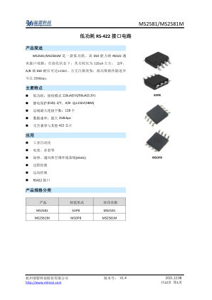 MS2581 datasheet cover page