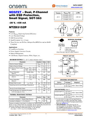 NTZD3152P datasheet cover page