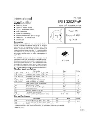 IRLL3303 datasheet cover page