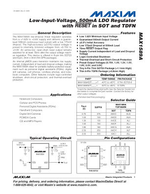 MAX1589A datasheet cover page
