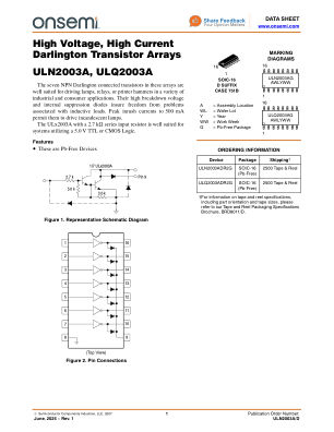 ULN2003A 数据手册首页