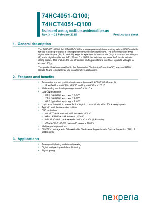 74HCT4051D-Q100118 datasheet cover page