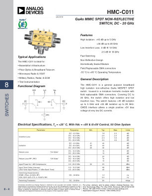 HMC-C011 datasheet cover page