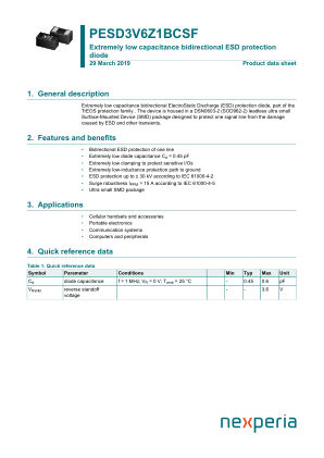 PESD3V6Z1BCSFYL datasheet cover page
