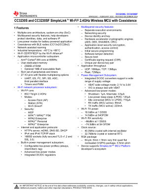 CC3230SF datasheet cover page