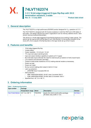 74LVT162374DGG datasheet cover page