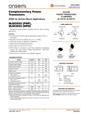 MJD2955 datasheet cover page