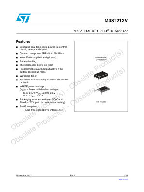 M48T212V datasheet cover page