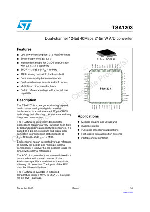 TSA1203 数据手册首页