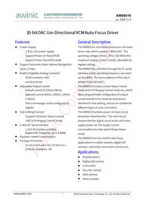 AW86019CSR datasheet cover page
