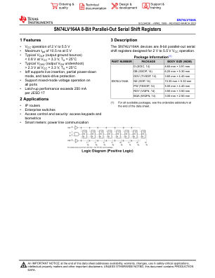SN74LV164A 数据手册首页