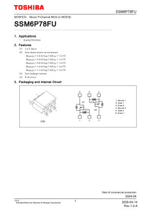 SSM6P78FU datasheet cover page