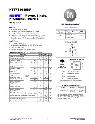 NTTFS4985NF 数据手册首页